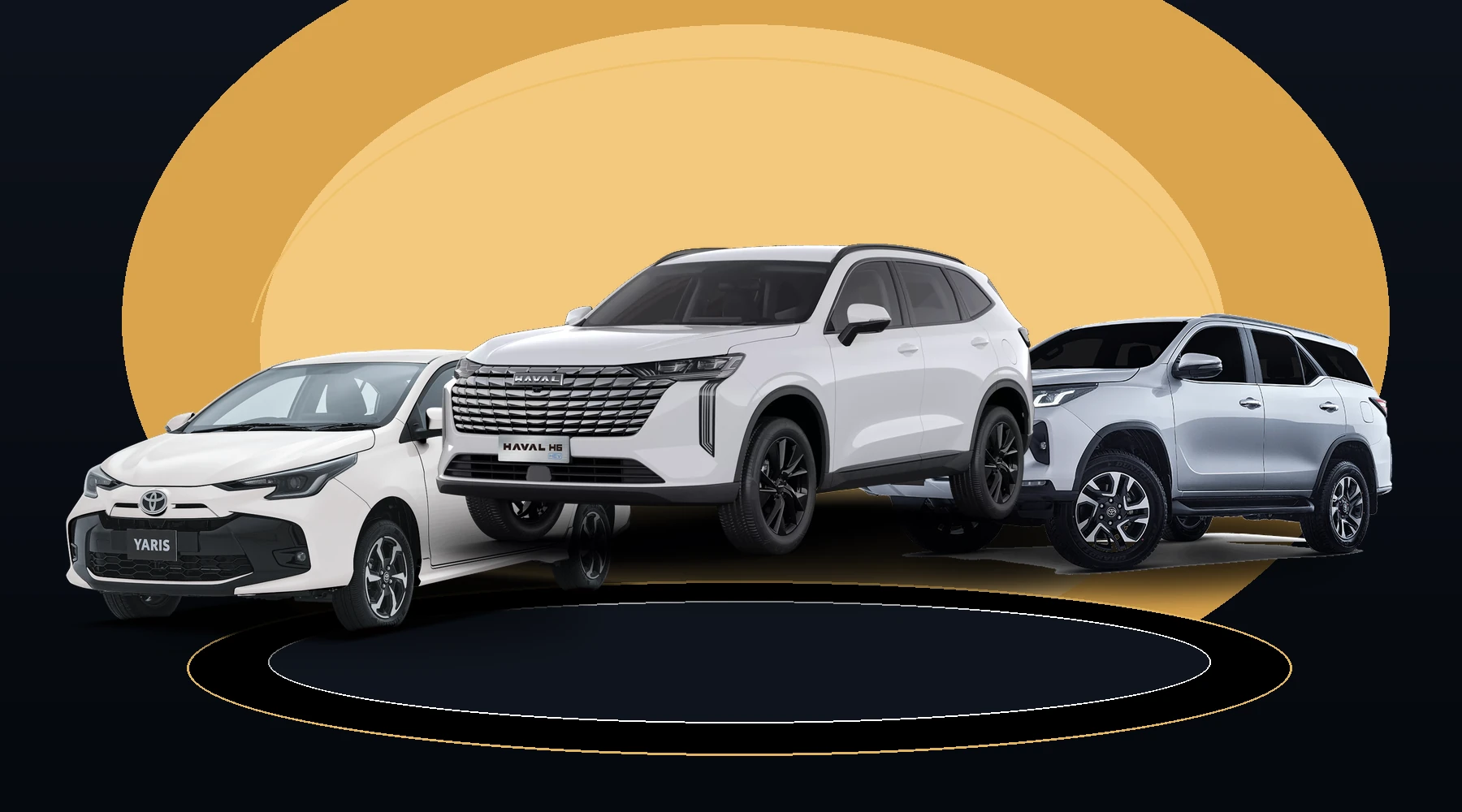 Group of modern rental cars from the Kabir premium fleet