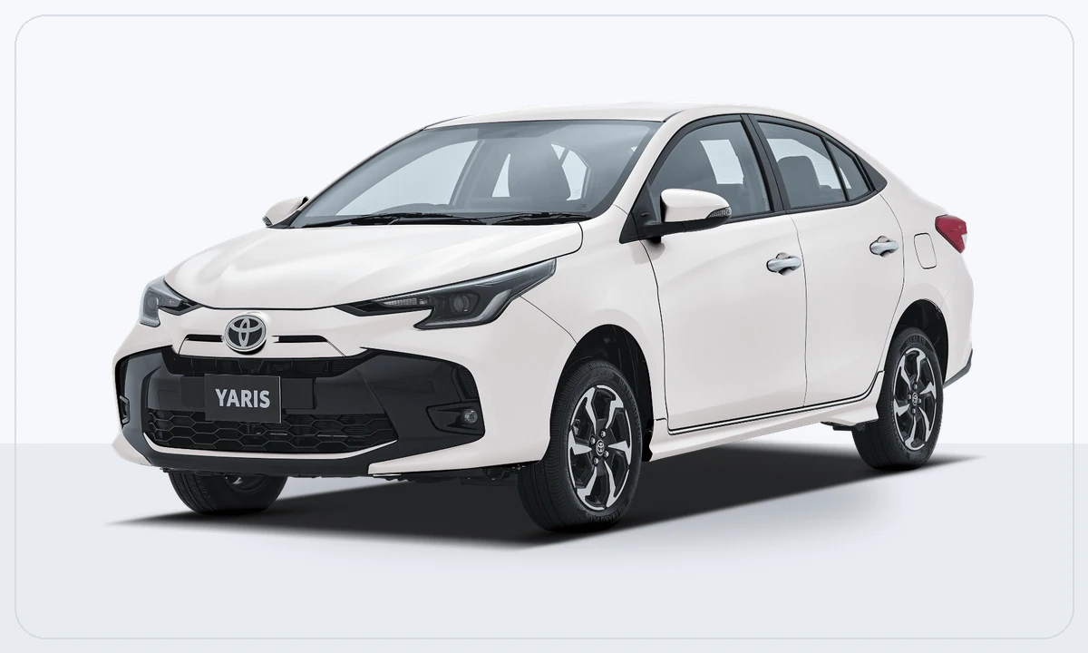 White Toyota Yaris available for rent in Pakistan